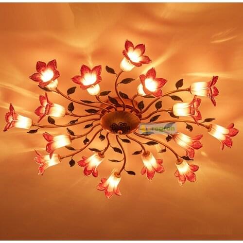 Vintage glass lampshade Ceiling Lighting For Bedroom Living Room light Dressing room colorful Ceiling Lights Classical Led Lamp