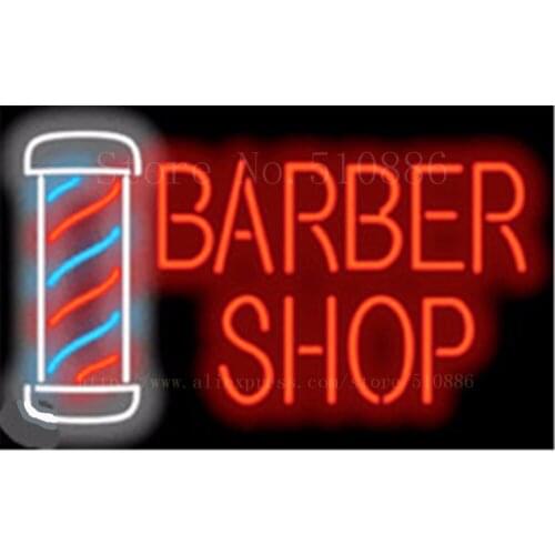 Barber Shop w/Pole Glass Tube Car neon sign Businese Handcrafted Shop Store Signs Signboard Signage 19"x15"