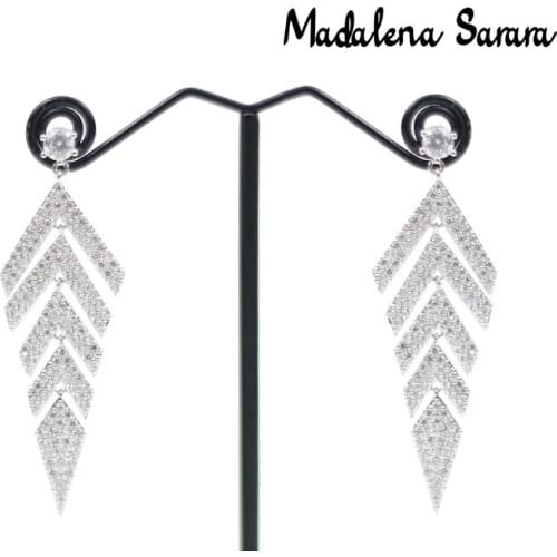 MADALENA SARARA AAA Cubic Zircon Inlaid Pave Setting Crystal High Polished Women Drop Earrings Simple Style MD-0065865