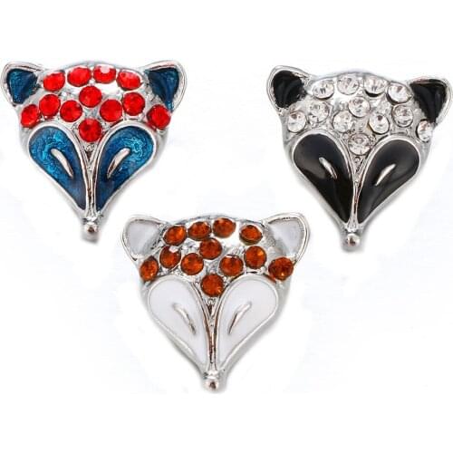 10pcs/lot New Design High Quality Cartoon Fox 18mm Snap Button Charm Bracelet Snap Jewelry for women Valentines Day Gift