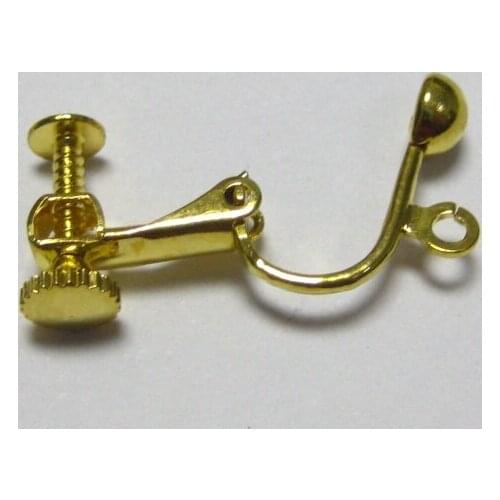 20 Golden Metal Clip On Earrings Ear Wire with Hoop