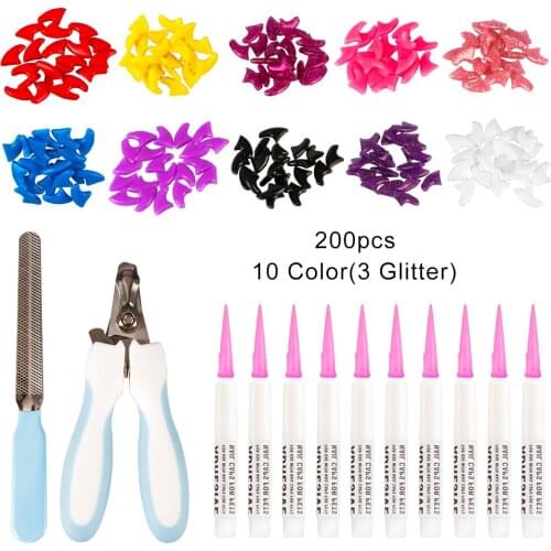 200pcs Soft Pet Cat Nail Caps dog Nailclippers Pet manicure tool Nail Clipper Tool Cats Paws Grooming Nail Claws Caps Covers
