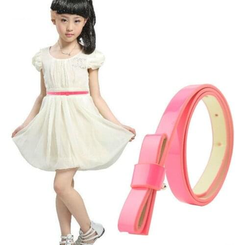 2020 Multicolor optional 100% of new goods Wholesale fashion joker bowknot adornment kids belt female High quality PU belt