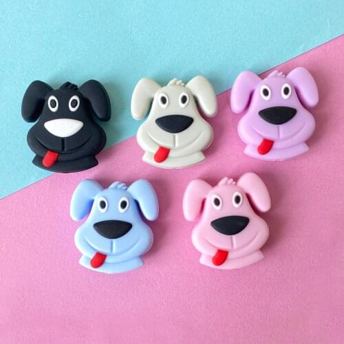 50/100/200pcs Mini Cartoon Dog Silicone Beads Rodents Baby Teethers Bead DIY Teething Necklace Pendant