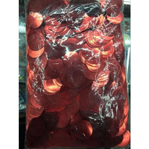 50g Large Round Sequins 30mm PVC Sequin Flat Round Paillette Decoration Side Hole For Dancing Dress Red Confetti Spangles