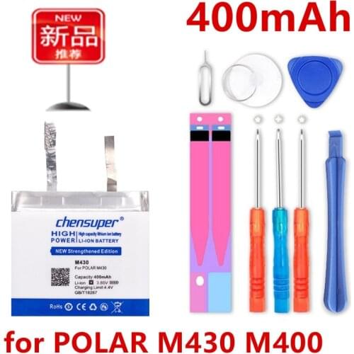 400mAh High Capacity Battery for POLAR M430 M400 GPS Sports Watch Batteries + free tools