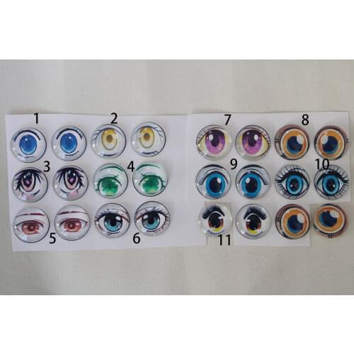 5pair/lot 12mm-14mm-15mm-16mm-18mm-20mm-25mm round cartoon style flat glass beads for diy toy handcraft finding--style option