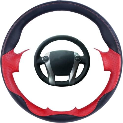 DIY Hand-stitched Car Steering Wheel Cover for Toyota Prius 2009-2015 Aqua 2014 2015 Black Leather Customized Steering Wrap