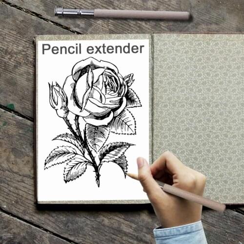 Wood Single Head Pencil Extender Holder Sketch School Office Art Write Tool