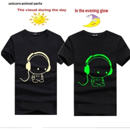 Girl Summer Noctilucent Short sleeved clothes students clothing dance night shining clothing ghost dance Headset Male T-shirt