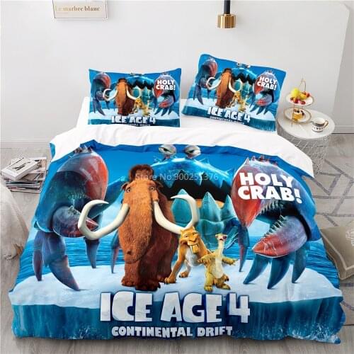 Disney Ice Age Cartoon Film Series 3d Bedding Set Queen King Size Duvet Cover Set Soft Comforter Cover Pillowcase Set Bedclothes