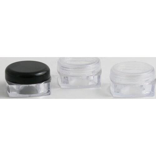 Travel Mini 10G Clear Square plastic Cream jar bottles 10cc Display Container Cosmetic Packaging with whie clear lids 100pcs