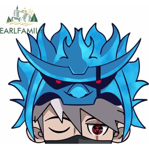 EARLFAMILY 13cm x 11.3cm for Naruto Kakashi Susanoo Hat Peeker Car Stickers Vinyl Waterproof Occlusion Scratch Window Decal