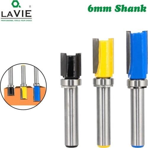 3pcs 6mm Shank Flush Trim Router Bit Pattern Bit Top Bottom Bearing 12mm Blade Template Wood Milling Cutter Carpenter MC06080
