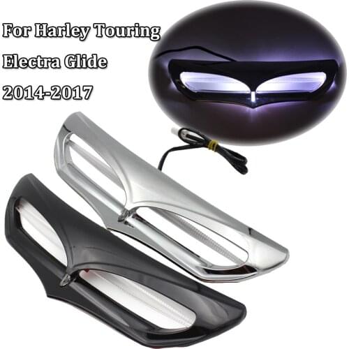 Chrome Batwing Fairing Vent Trim with LED Accent Lights Cover For Harley Electra Glide Ultra Limited - FLHTK 2014 - 2016