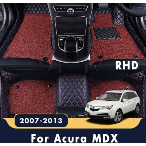 RHD Carpets For Acura MDX 2013 2012 2011 2010 2009 2008 2007 Double Layer Wire Loop Car Floor Mats Leather Rugs Styling Covers