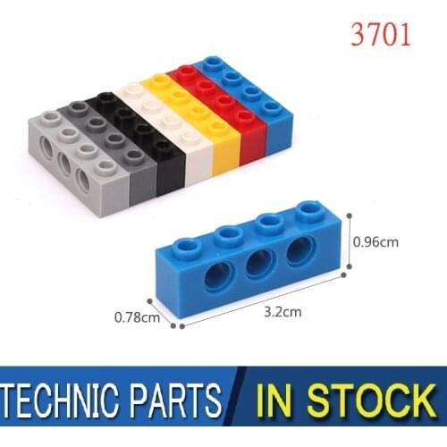 Building Blocks accessories 1x4 Perforated brick 3 holes 10PCS Compatible Assembles Particles High -tech Parts Moc Toy Gift 3701