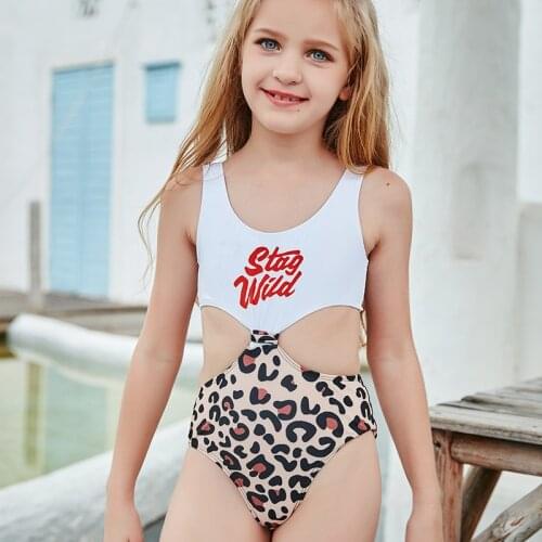 5-16 Y Big Kids Girls Swimwear 2021 Summer Leopard Patchwork Baby Swimsuit One Piece Bikini Children Beachwear Bathing Suits