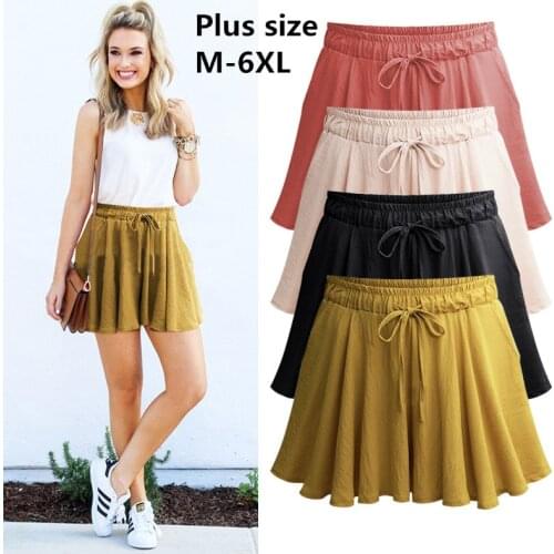 Summer Plus Size 6XL Women Shorts Skirts Cotton Wide Leg Shorts Women Casual Loose Female Large Size Shorts