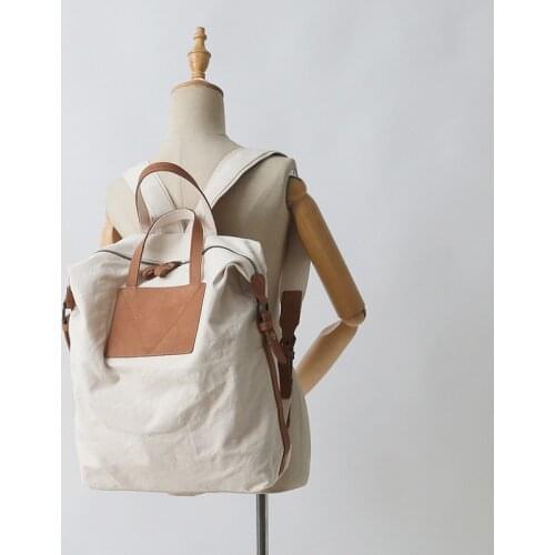 M416 New Korea Simplicity Leather Laptop Backpack Travel Leisure Casual Canvas Campus School Rucksack With Laptop Compartment