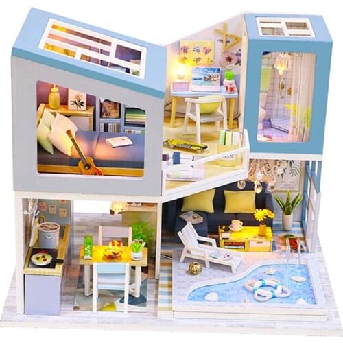 Handmade DIY Miniature Dollhouse Hand-assembled Model Cottage Without