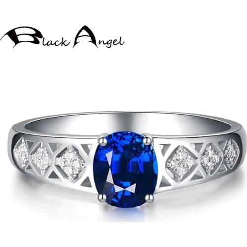 Fashion Silver 925 Sapphire Ring For Women Ruby Zircon Openwork Adjustable Finger Rings Fine Jewelry Party Gift Dropshipping