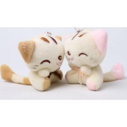 9cm Happy Smiling Cat Soft Pendant Bag Decoration Kid Plush Keychain Doll Toy