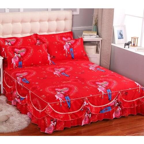 New Fashion Bedpread Sanding Soft No Pilling Bed Skirt Double Layer Ruffle Edge Fitted Bed Sheet King Queen Size Home Textile