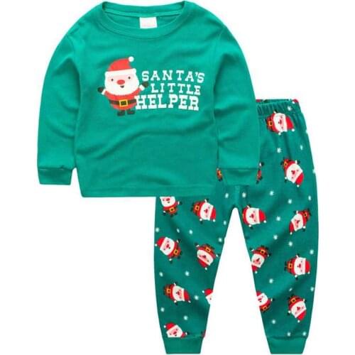 New 100% Cotton Girls Cartoon Christmas Pajamas Childrens Sleepwear Baby Night Wears Kids Pyjamas Boys Long Sleeve Nightwear