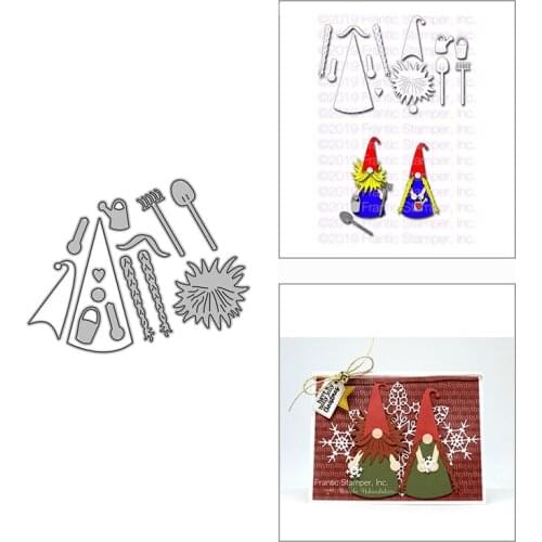 2021 New Folksy Gnome Farming Tool Metal Cutting Dies for DIY Scrapbooking Decor and Card Making Paper Craft Embossing No Stamps