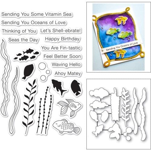 Ocean World Fish Submarine Plants Pattern 2021 New Stamps and Cutting Dies for Crafts Handmade Making Decorative Photo Album
