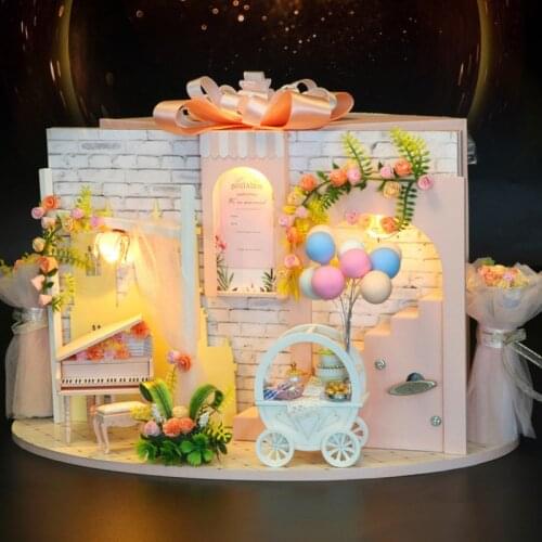 New DIY Wooden Doll House Kit Miniature With Furniture Piano Wedding Day Casa Double Sides Cottage Dollhouse Toy For Girls Gifts