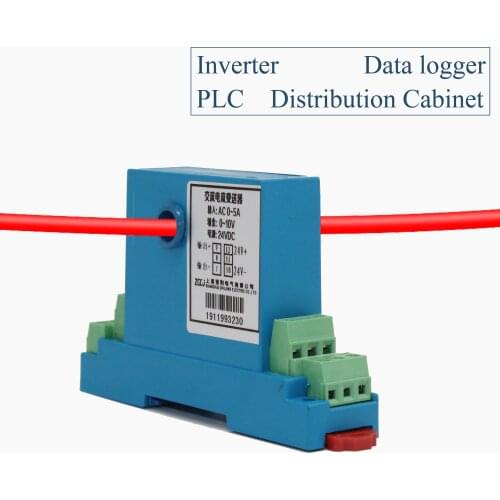35mm din type AC ampere transmitter AC 5A,10A,15A,20A,30A,50A 4-20mA 0-10V output ampere transmitter current transformer