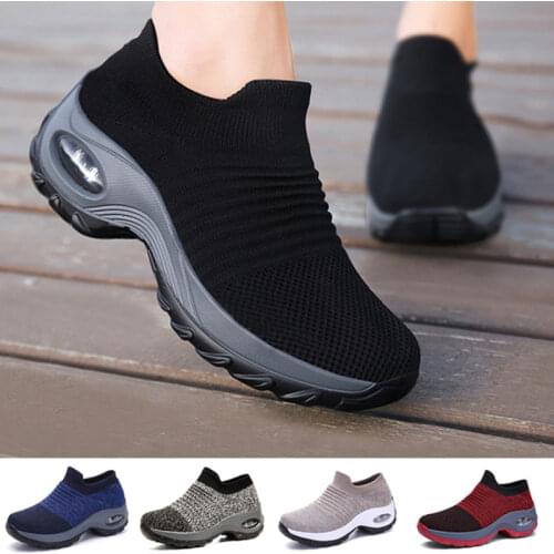 Casual Womens Walking Sneakers Comfortable Soft Knitting Socks Shoes Air Cushion Increasing Height