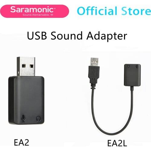 Saramonic SR-EA2/EA2L Mini USB Sound Adapter for USB to 3.5mm Audio&Mic Adapter compatible Computers equipped with USB port