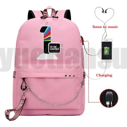 Now United Backpack School Bag UN Team USB Rucksack Backbag Chain Leisure Backpack Now United-Better Album Travel Bag Teenagers
