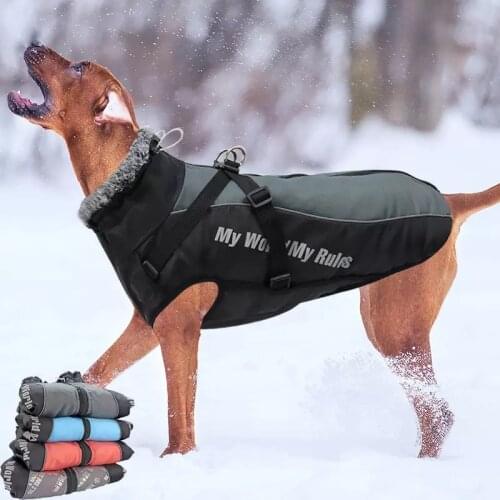 Dog Winte Jacket Removable Harness Waterproof Outfit Warm Clothes For Medium Dogs French Bulldog Pug Pet Vest Products Beagle