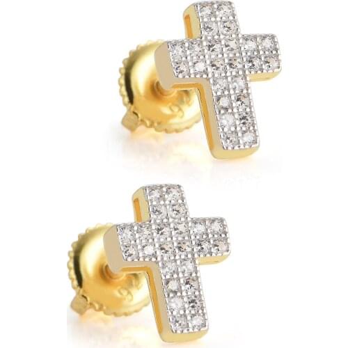 Hip HOP 5A+CZ Stone Bling Ice Out Stud Earring Cross S925 Sterling Sliver Earrings for Women Men Jewelry Earring Luxury Jewelry