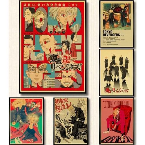 Japanese Popular Anime Tokyo Avengers Poster Retro Kraft Paper Home Bedroom Study Bar Art Wall Collection Sticker Deco Wallpaper