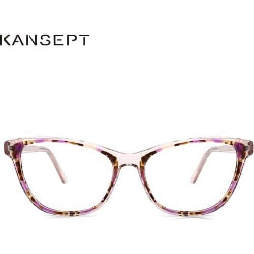 KANSEPT Women Eyewear Frame Acetate Vintage Transparent Prescription Eyeglasses Frame For Women FP1928