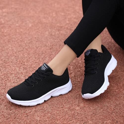 2021 Sneakers Women Shoes Flats Casual Ladies Shoes Woman Lace-Up Mesh Light Breathable Female zapatillas de deporte para mujer