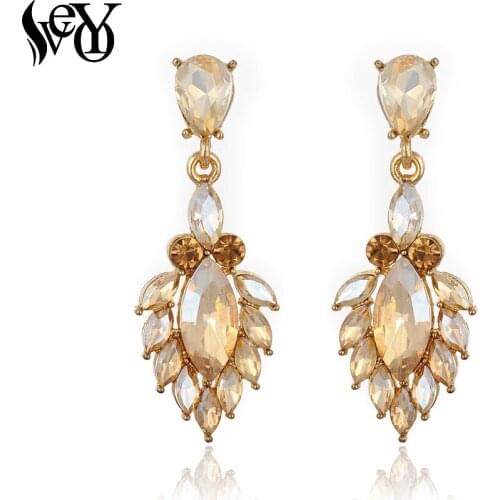 VEYO Cute Crystal Drop Earrings for Women Leaves Earings Fashion Jewelry Pendientes Wholesale