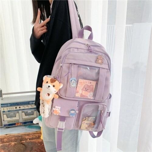 High Quality Harajuku Womens Backpack Waterproof Multi-pocket Travel Rucksack College Teenage Girls Student Book Laptop Bagpack