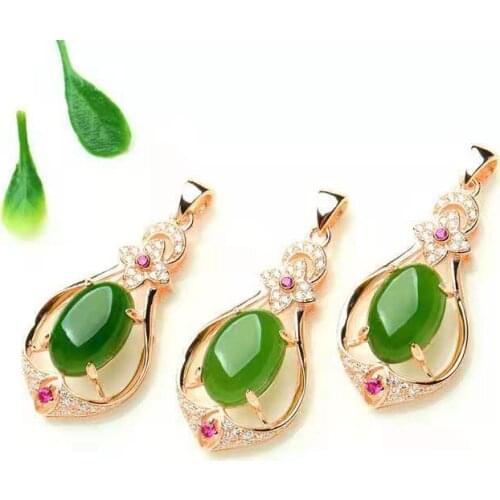 Silver plated rose gold inlaid natural pendant fashion ladies and Tian Yu necklace pendant jewelry