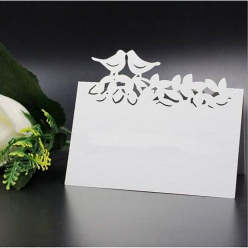 100pcs/lot Cut-out skeleton Double Birds Wedding Birthday Party Table Name Wine Food Guest Seats Place Cards Favor Decoration