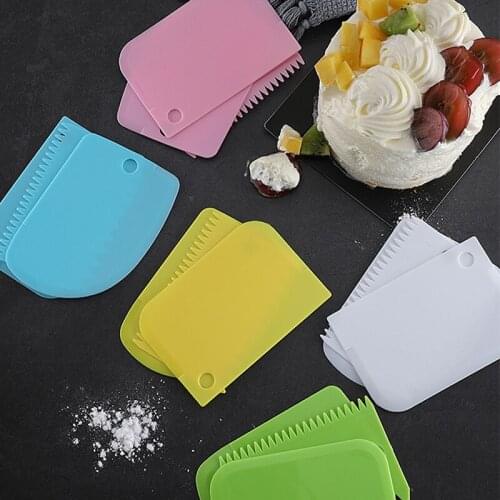 3 pcs/set Baking Pastry Tools Plastic Dough Knife Icing Fondant Scraper Decorating Plain Smooth Spatulas Cutters Cake Tool
