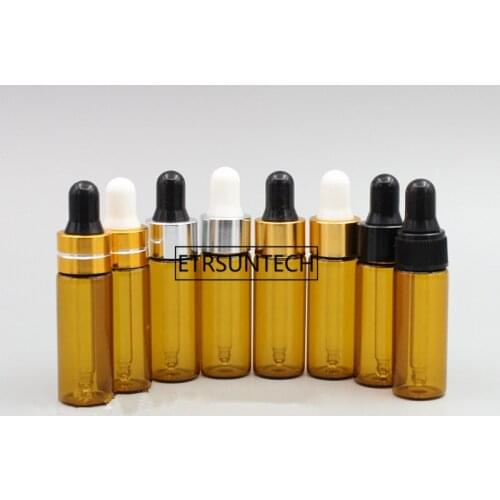 5ml Mini Empty Dropper Glass Bottle Portable Aromatherapy Essential Oil Bottle with Glass Eye Dropper F1899