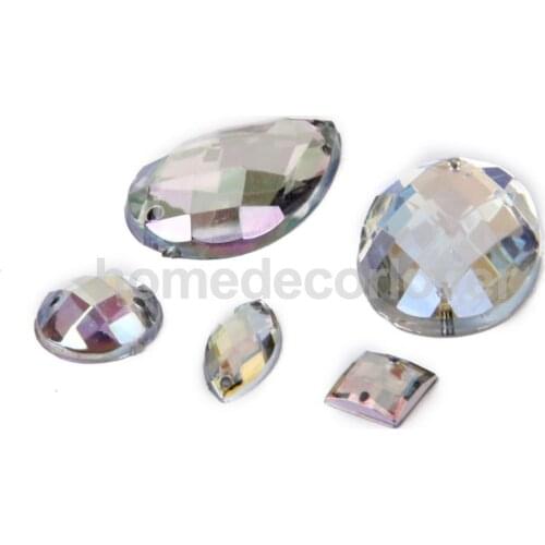 50Pcs 8-24mm Colorful AB Mini Faceted Flatback Acrylic Buttons Mixed Styles