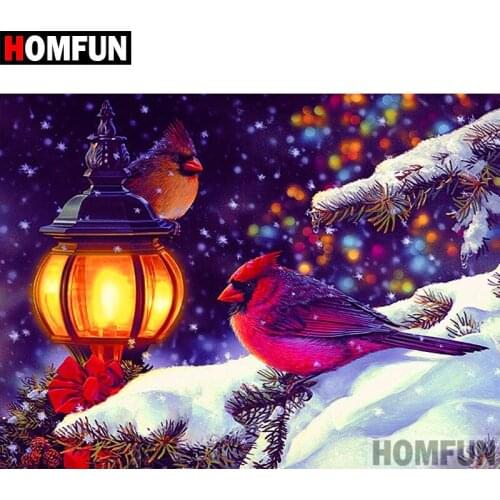 HOMFUN Full Square/Round Drill 5D DIY Diamond Painting "Bird light" Embroidery Cross Stitch 5D Home Decor Gift A09530