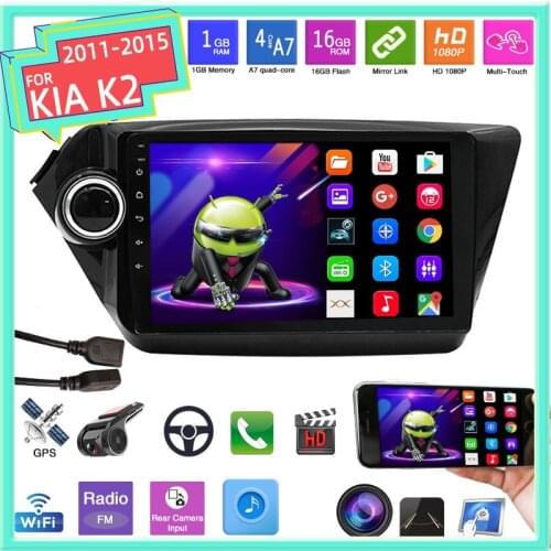 Car Radio 2Din Multimedia 9Inch Mirrorlink WiFi Android 9.1 1+16G Touch Screen Bluetooth GPS Navigation For Kia Old K2 2011-2015